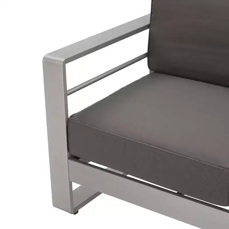 Christopher Knight Home Eleanor Outdoor Aluminum 8 Seater Chat Set with Cushions, Khaki/Silver