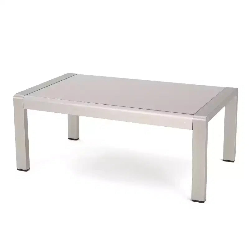 Christopher Knight Home Eleanor Outdoor Aluminum 8 Seater Chat Set with Cushions, Khaki/Silver