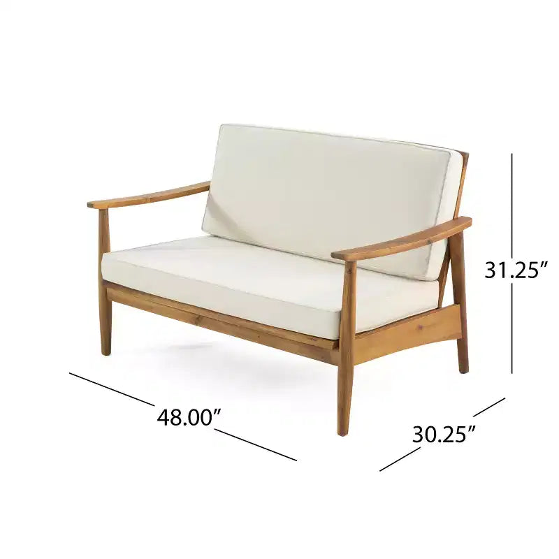 Christopher Knight Home Willowbrook Outdoor Acacia Wood Loveseat and Coffee Table