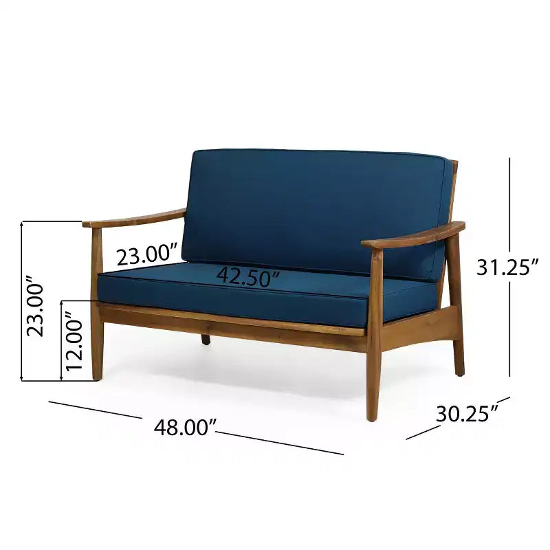 Christopher Knight Home Willowbrook Outdoor Acacia Wood Loveseat and Coffee Table