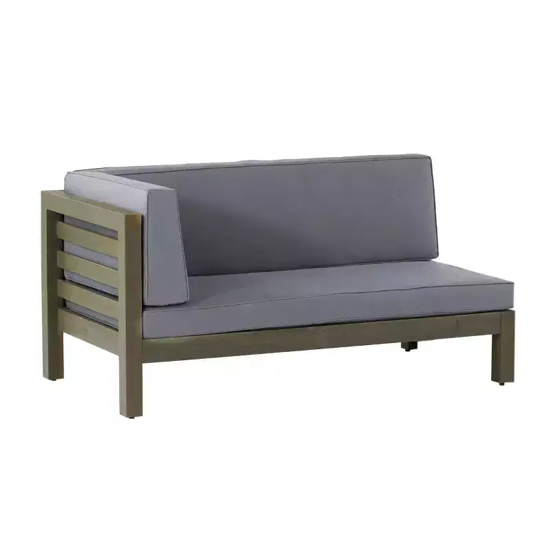 Christopher Knight Home Oana Outdoor Acacia Wood Left Arm Loveseat and Coffee Table Set with Cushion