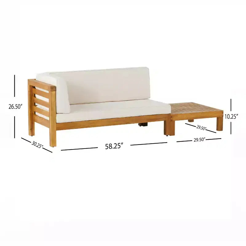 Christopher Knight Home Oana Outdoor Acacia Wood Left Arm Loveseat and Coffee Table Set with Cushion
