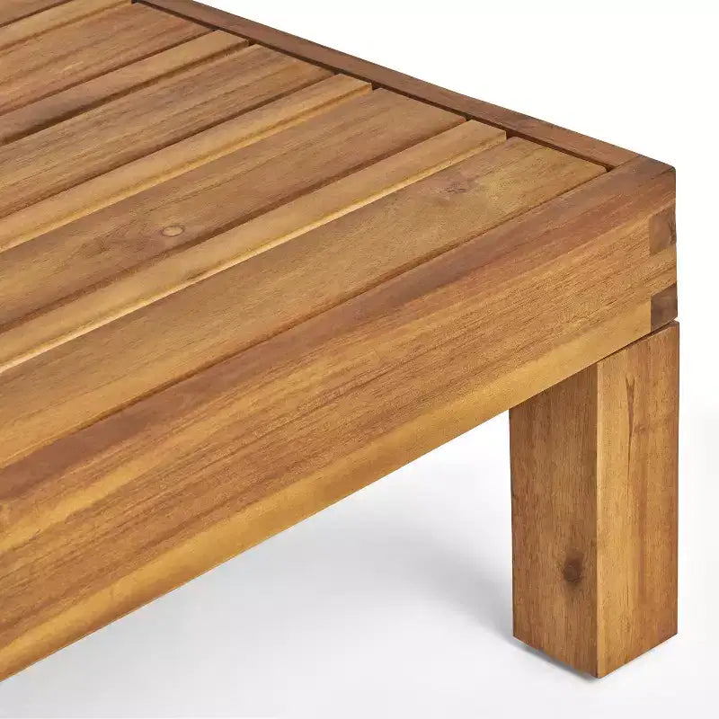 Christopher Knight Home Oana Outdoor Acacia Wood Left Arm Loveseat and Coffee Table Set with Cushion