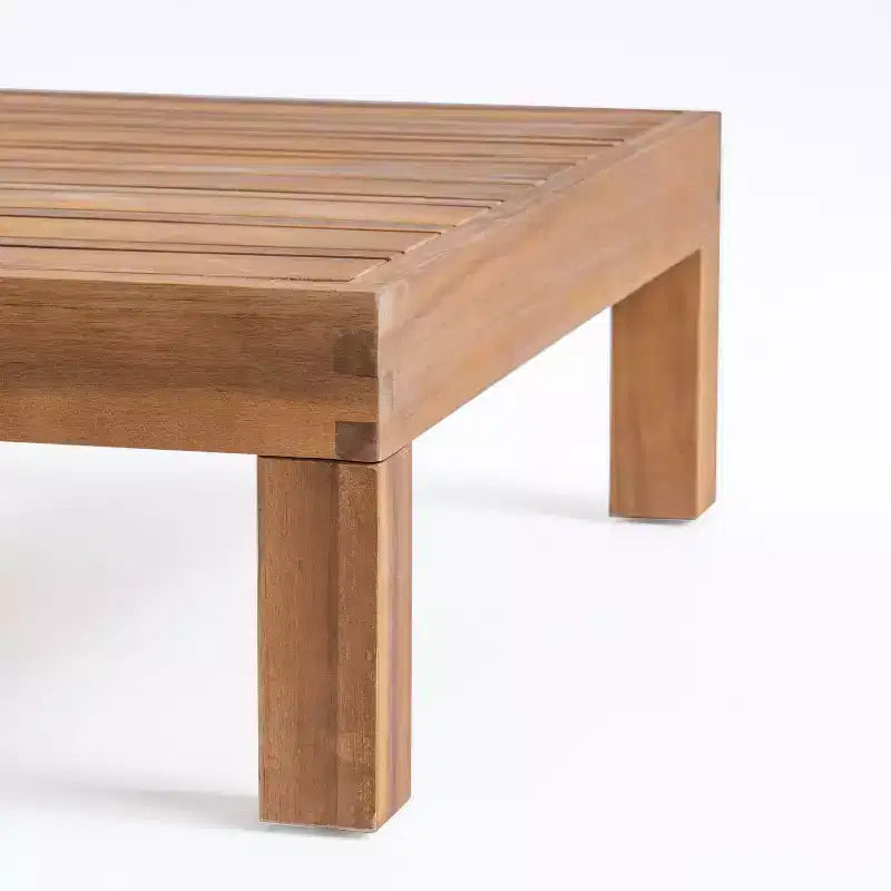 Christopher Knight Home Oana Outdoor Acacia Wood Left Arm Loveseat and Coffee Table Set with Cushion