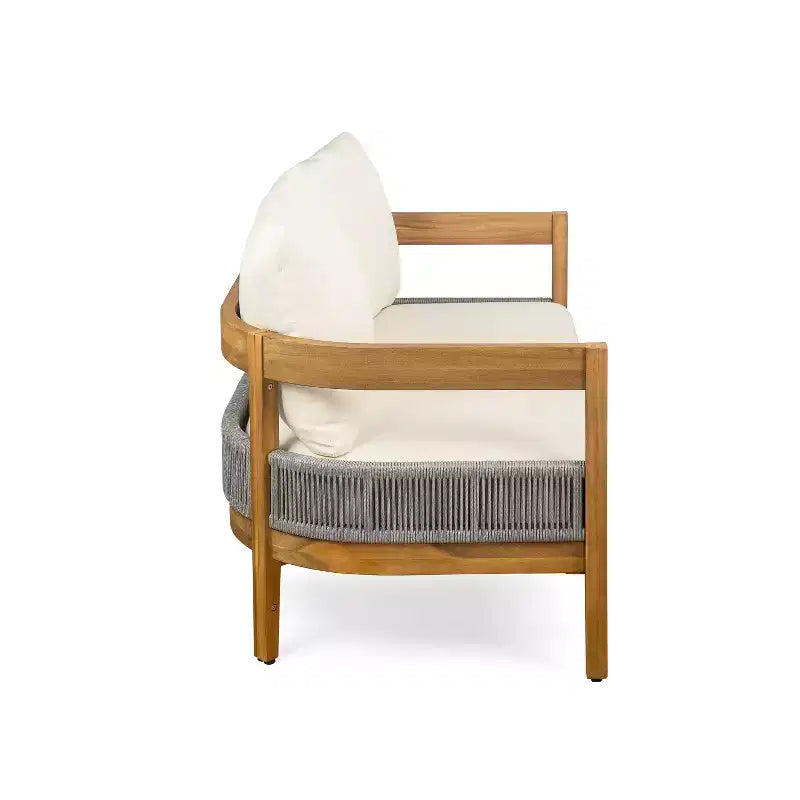 Christopher Knight Home Fawn Modern Outdoor Acacia Wood Loveseat and Table Set, Beige/Teak