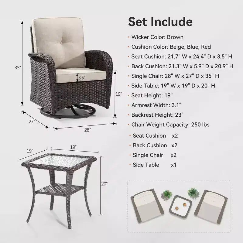 UPTIOT 2 - Person Outdoor Seating Group with Cushions