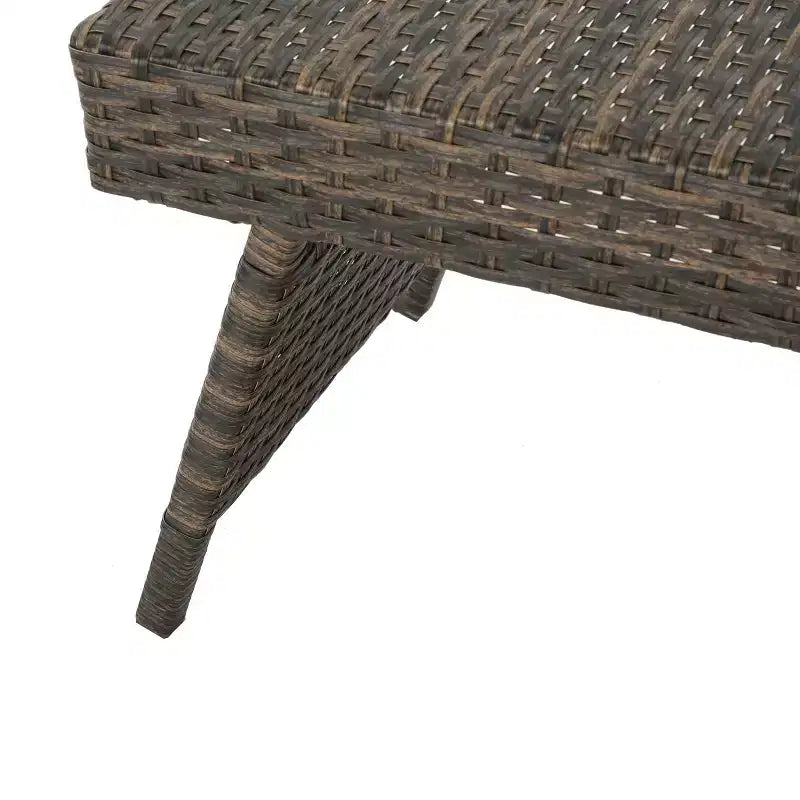 GDFStudio Thelma Outdoor Wicker 3 Piece Chaise Lounge Set, Mixed Mocha