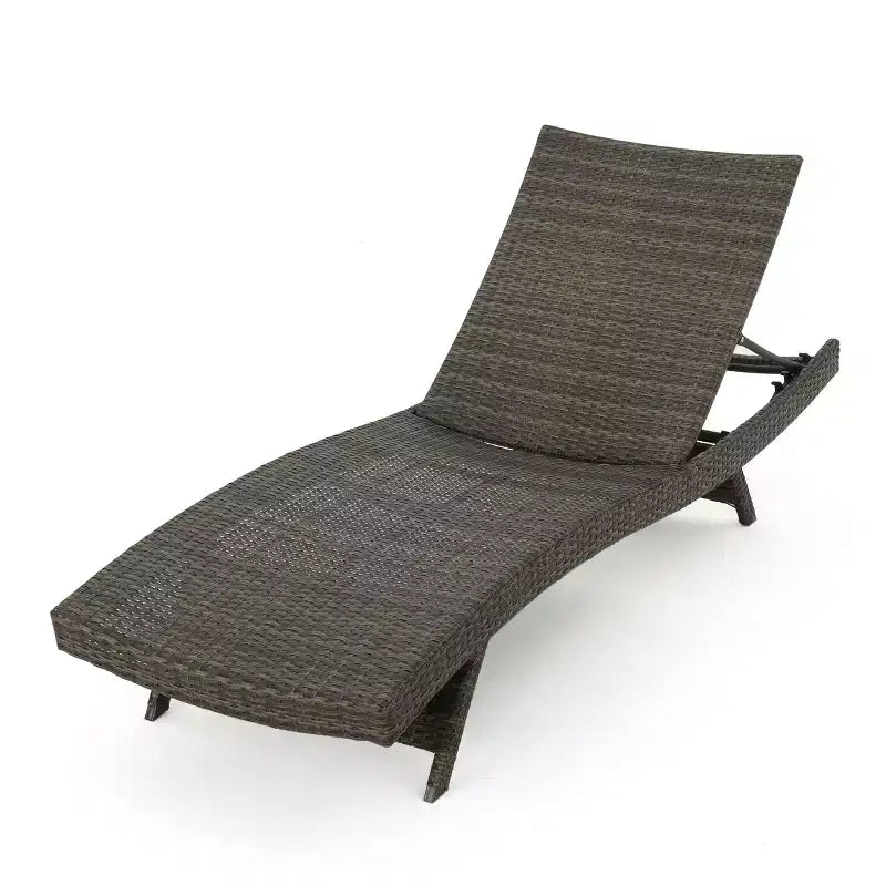 GDFStudio Thelma Outdoor Wicker 3 Piece Chaise Lounge Set, Mixed Mocha
