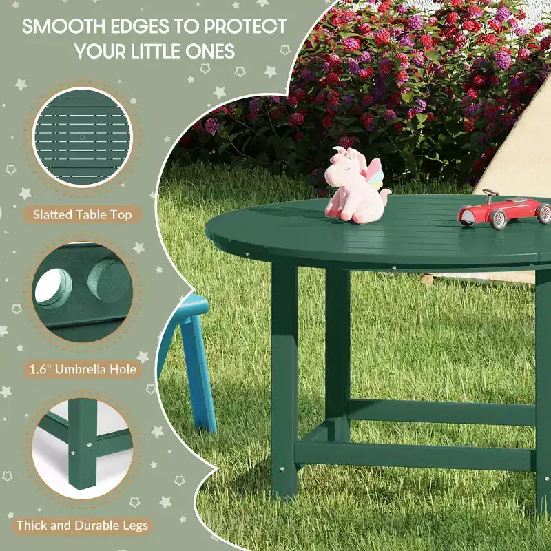 WestinTrends Malibu Kids 5-Piece HDPE Outdoor Patio Round Dining Table and Chairs Set