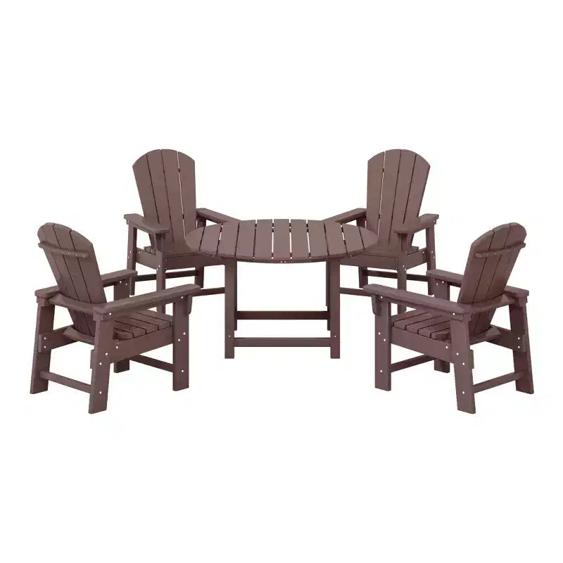Ensemble table et chaises de salle à manger rondes 5 pièces pour enfant WestinTrends Malibu en PEHD pour l'extérieur