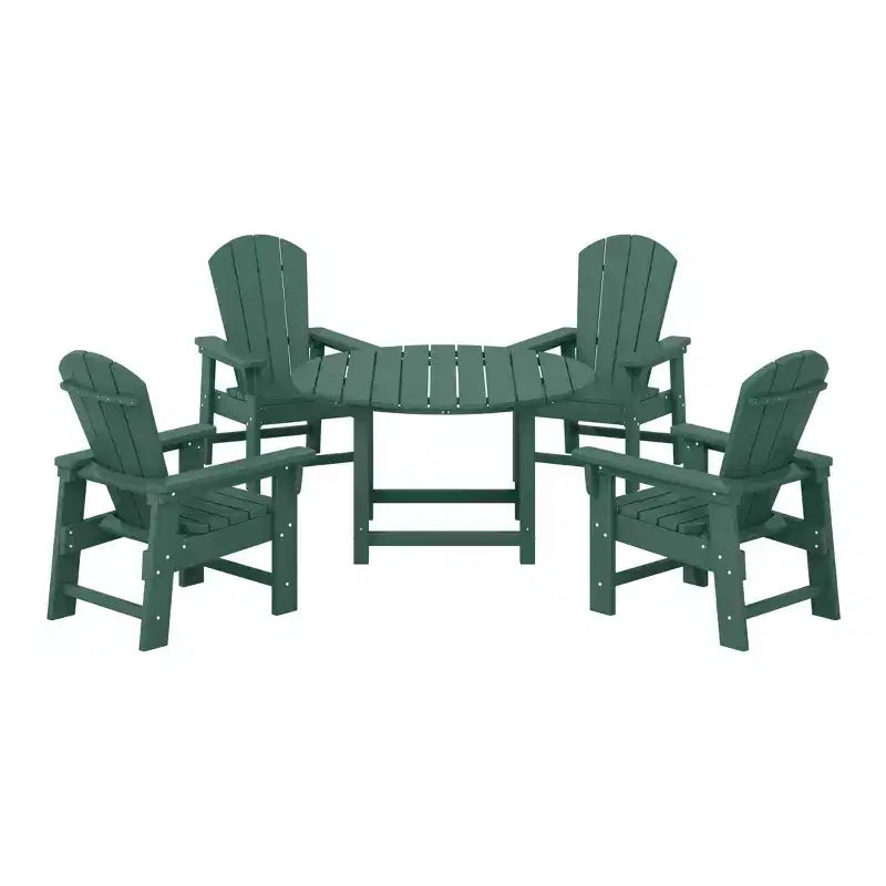 Ensemble table et chaises de salle à manger rondes 5 pièces pour enfant WestinTrends Malibu en PEHD pour l'extérieur
