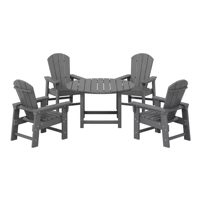 Ensemble table et chaises de salle à manger rondes 5 pièces pour enfant WestinTrends Malibu en PEHD pour l'extérieur