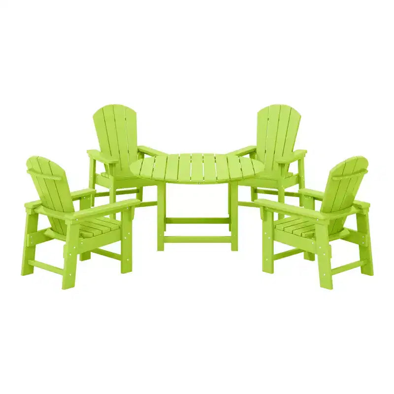 Ensemble table et chaises de salle à manger rondes 5 pièces pour enfant WestinTrends Malibu en PEHD pour l'extérieur