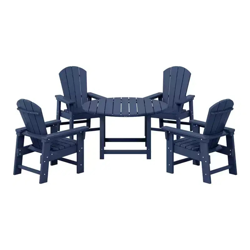 Ensemble table et chaises de salle à manger rondes 5 pièces pour enfant WestinTrends Malibu en PEHD pour l'extérieur