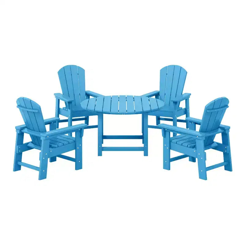 Ensemble table et chaises de salle à manger rondes 5 pièces pour enfant WestinTrends Malibu en PEHD pour l'extérieur