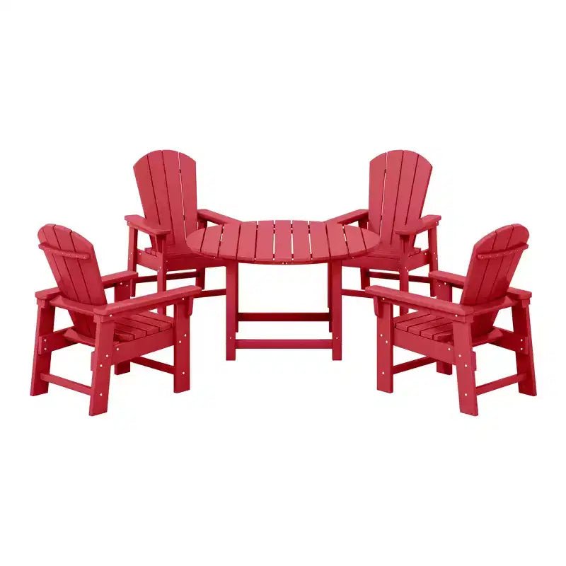 Ensemble table et chaises de salle à manger rondes 5 pièces pour enfant WestinTrends Malibu en PEHD pour l'extérieur