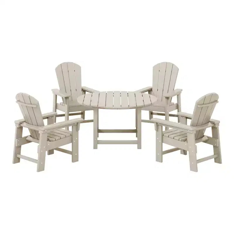 Ensemble table et chaises de salle à manger rondes 5 pièces pour enfant WestinTrends Malibu en PEHD pour l'extérieur