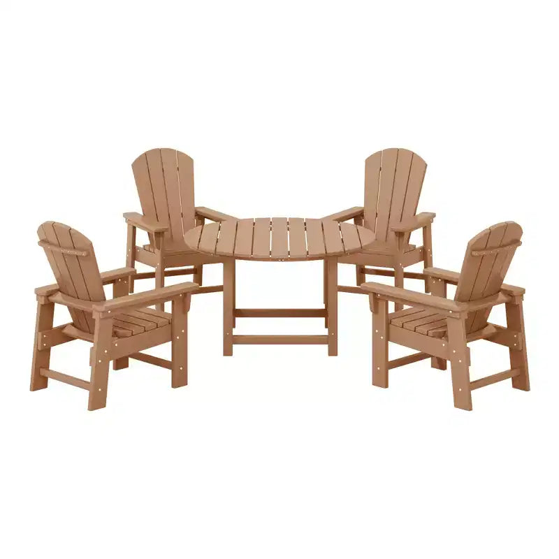Ensemble table et chaises de salle à manger rondes 5 pièces pour enfant WestinTrends Malibu en PEHD pour l'extérieur