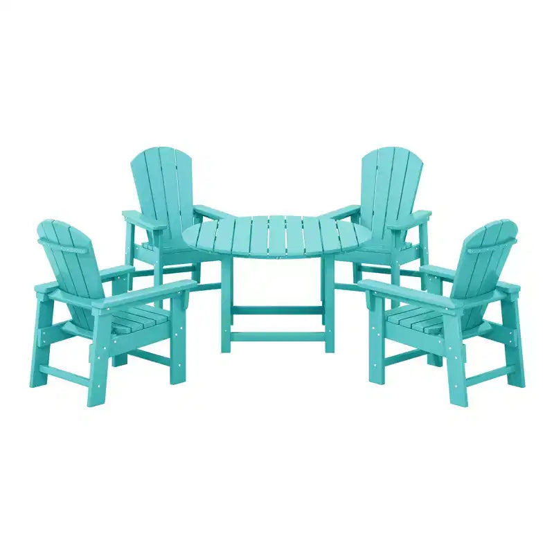 Ensemble table et chaises de salle à manger rondes 5 pièces pour enfant WestinTrends Malibu en PEHD pour l'extérieur