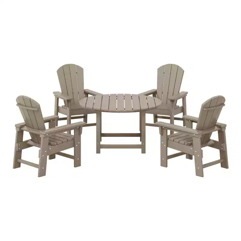 Ensemble table et chaises de salle à manger rondes 5 pièces pour enfant WestinTrends Malibu en PEHD pour l'extérieur