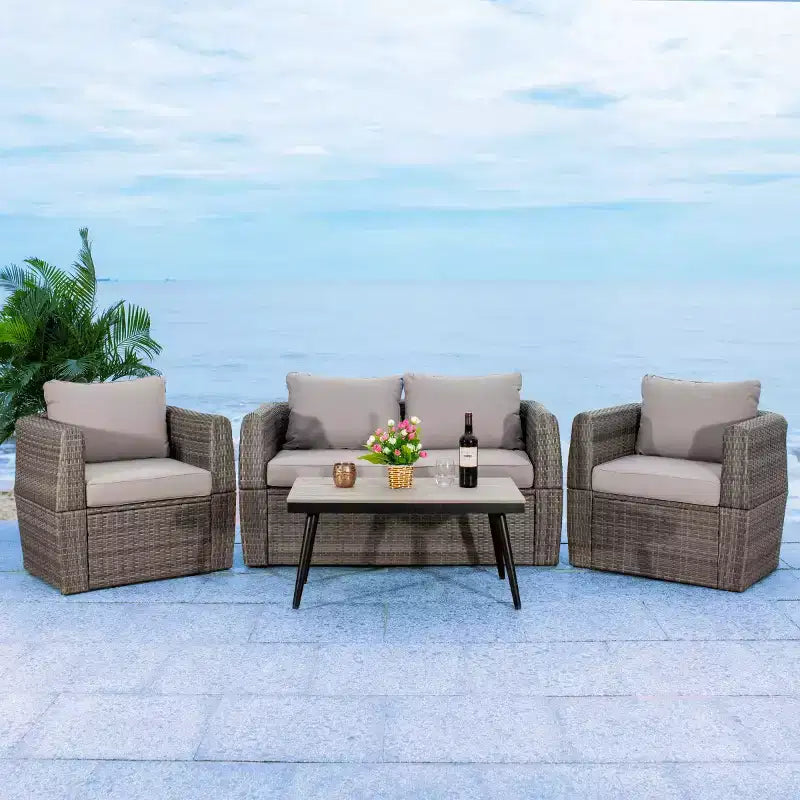 Tarien 4 Piece Living Set - Indoor/Outdoor - PAT7524 - Safavieh