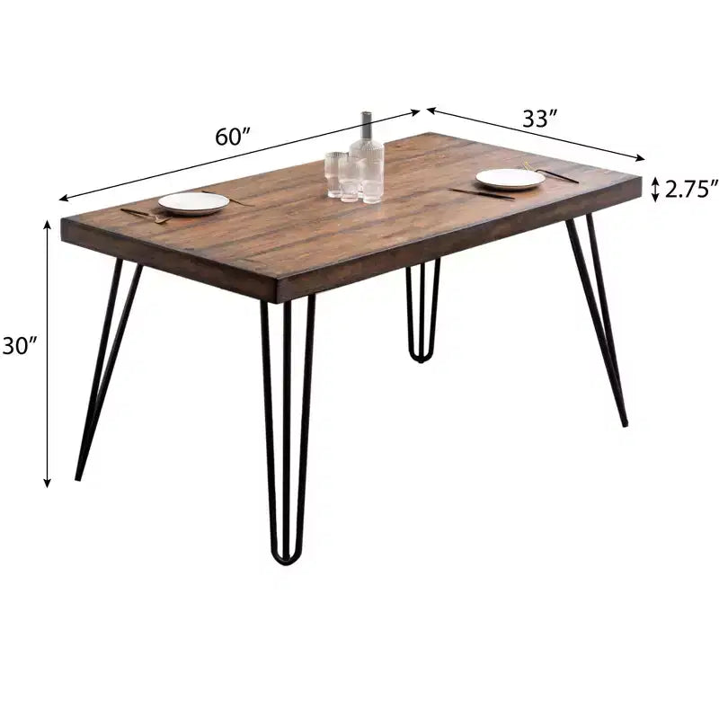 Roundhill Furniture Ashzo Dining Set, Hairpin Dining Table with 6 Chairs, 7-Piece
