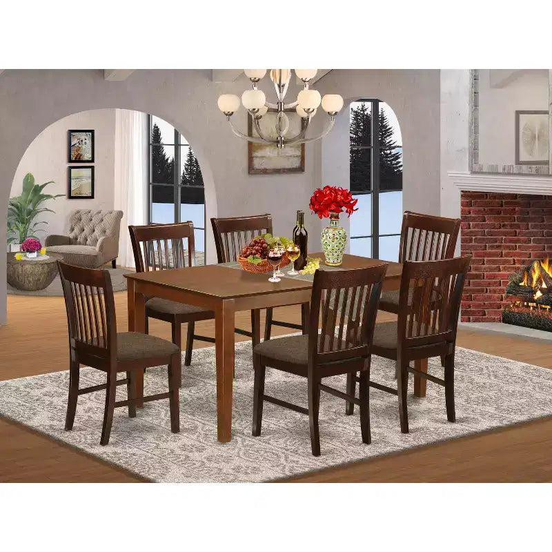 HomeStock Capri Dining Table Set With 6 Chairs Rectangular Style 36x60