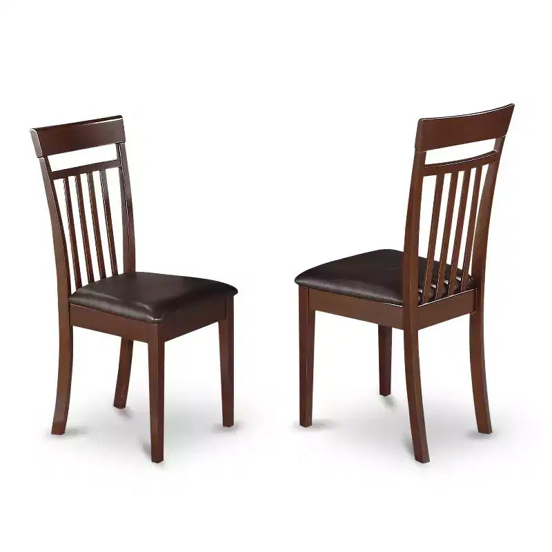 HomeStock 5Pc Rounded 36 Dining Room Table And Four Faux Leather Seat Chairs, Mahogany