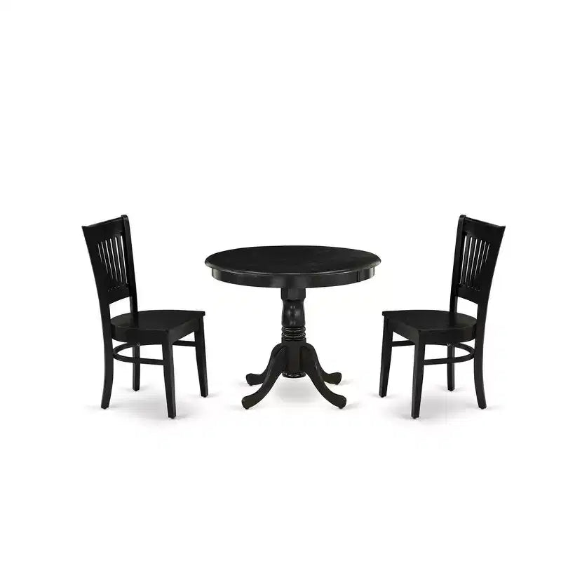 HomeStock ANVA3 Black Round Pedestal Dining Set