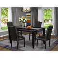 Modern 5 Piece Dining Set Kitchen Table & 4 Chairs Black