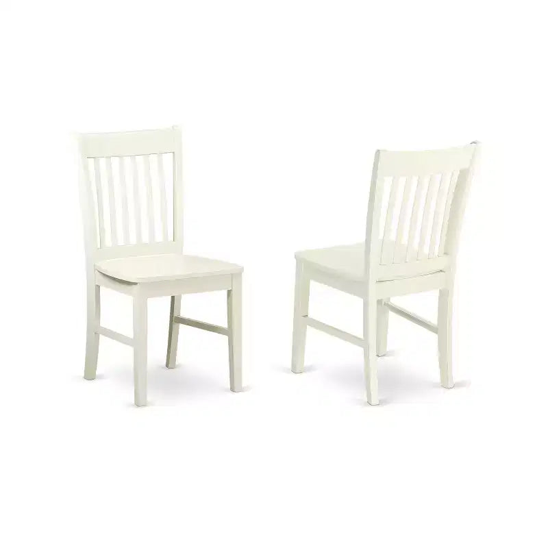 HomeStock 3Pc Dining Room Table Set Includes a Kitchen Table and 2 Modern Dining Chairs with Asian Hardwood Seat and Slat Back, Linen White Finish
