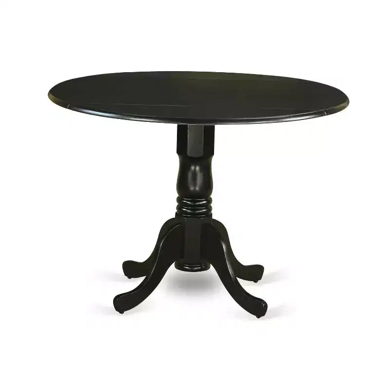 HomeStock Round Kitchen Dining Set Black Button Tufted Style