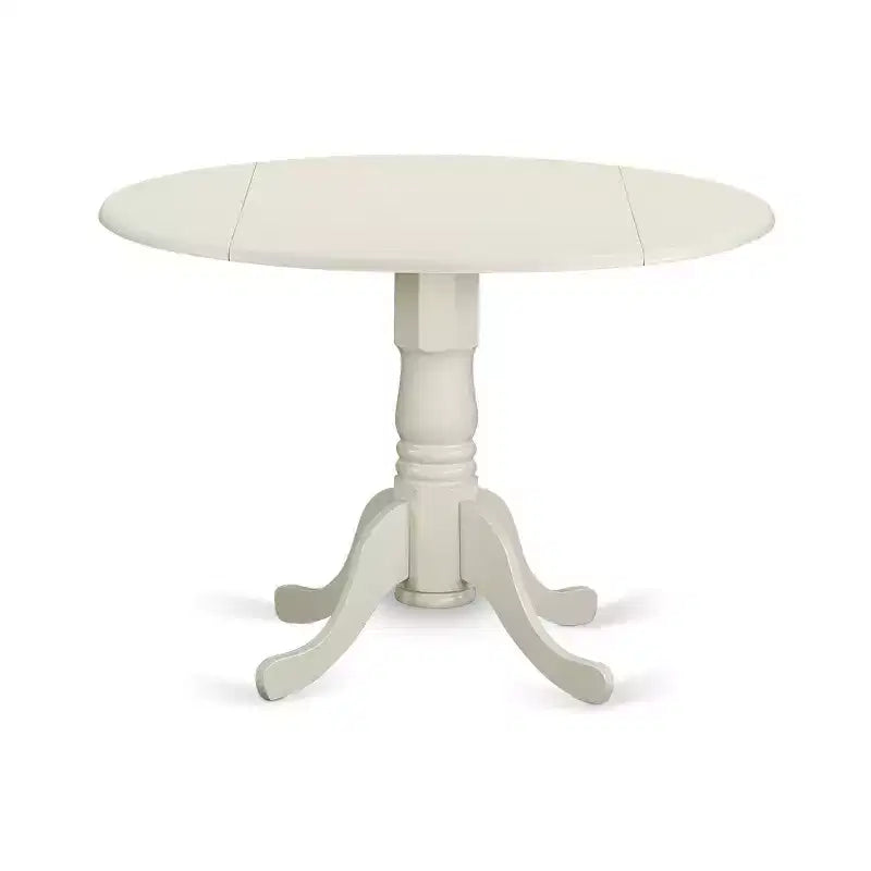 HomeStock Linen White Round Dining Table and 4 Chair Set Modern