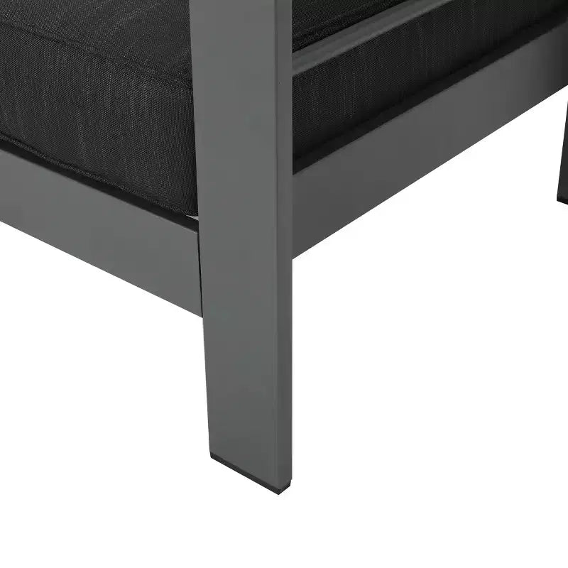 GDFStudio Crested Bay Outdoor Aluminum 4 Seater Chat Set with Light Gray Fire Pit