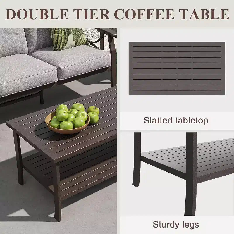 Heynemo Outdoor Patio Furniture Set, 5 Piece Patio Conversation Set with Coffee Table, Metal Furniture Set for Porch Backyard Garden