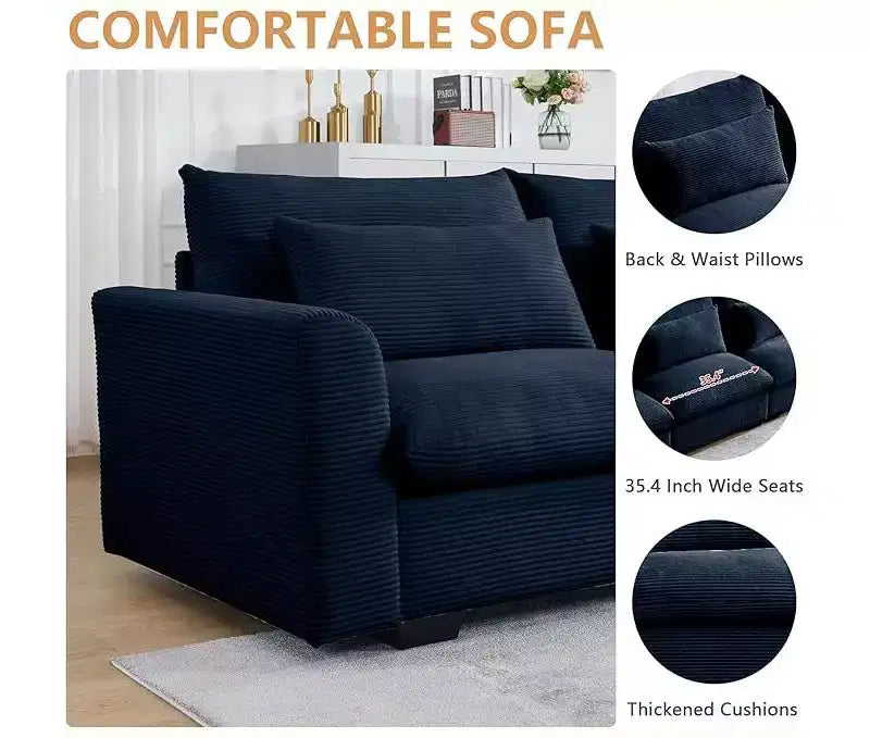 Christopher Knight Home Nelly Large L-Shaped Corduroy 157.5 Sectional Sofa with Storage Ottoman and 4 Waist Pillows