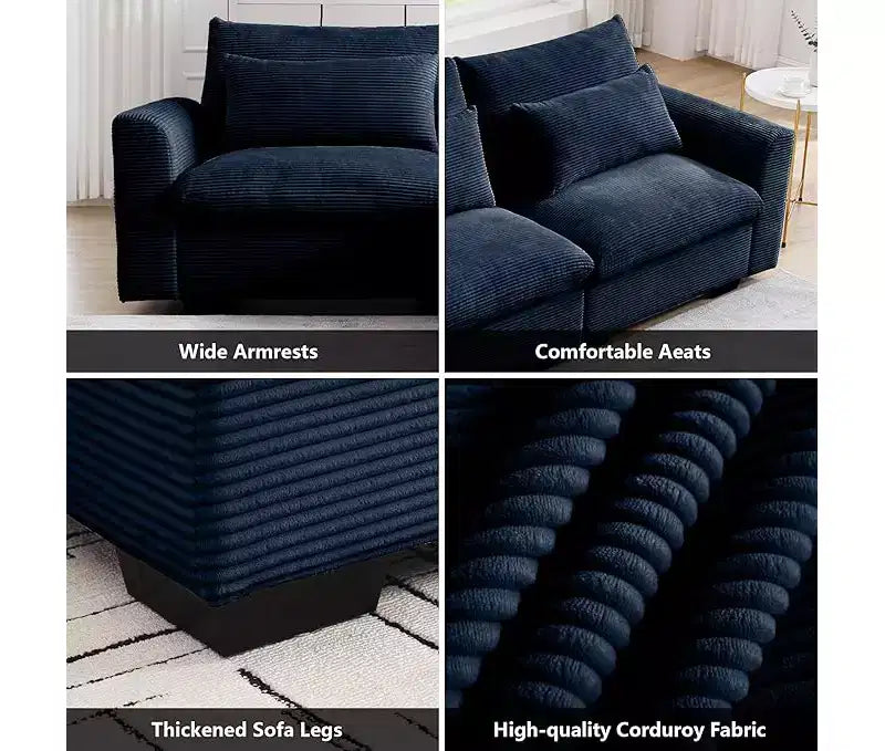 Christopher Knight Home Nelly Large L-Shaped Corduroy 157.5 Sectional Sofa with Storage Ottoman and 4 Waist Pillows