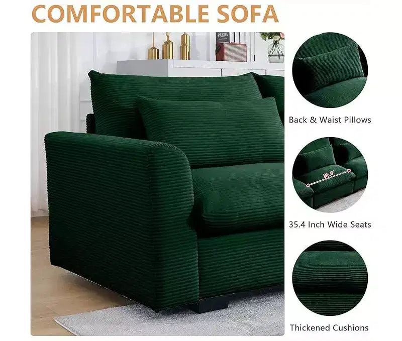 Christopher Knight Home Nelly Large L-Shaped Corduroy 157.5 Sectional Sofa with Storage Ottoman and 4 Waist Pillows