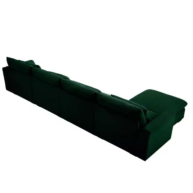 Christopher Knight Home Nelly Large L-Shaped Corduroy 157.5 Sectional Sofa with Storage Ottoman and 4 Waist Pillows