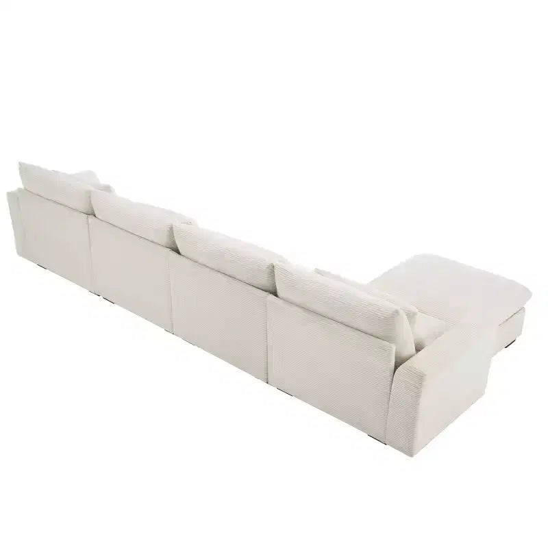 Christopher Knight Home Nelly Large L-Shaped Corduroy 157.5 Sectional Sofa with Storage Ottoman and 4 Waist Pillows