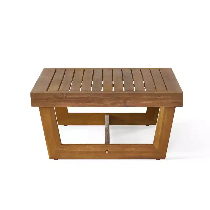 Christopher Knight Home Uland Outdoor Slat Design Acacia Wood 7 Seater Seating Set with Cushions