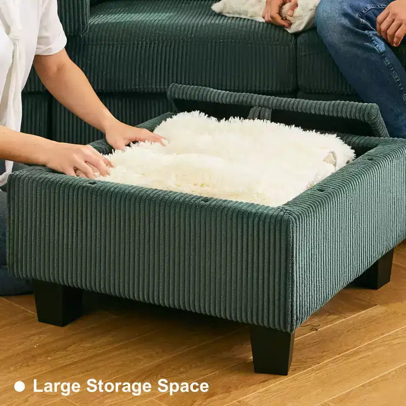 Belffin Modular Sectional Sleeper Sofa with Storage Ottoman, Corduroy Luxury Sectional Sofa with Chaise Convertible Modern Sectional for Living Room