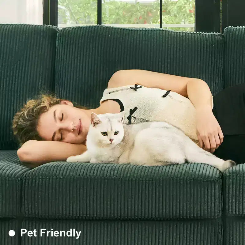 Belffin Modular Sectional Sleeper Sofa with Storage Ottoman, Corduroy Luxury Sectional Sofa with Chaise Convertible Modern Sectional for Living Room