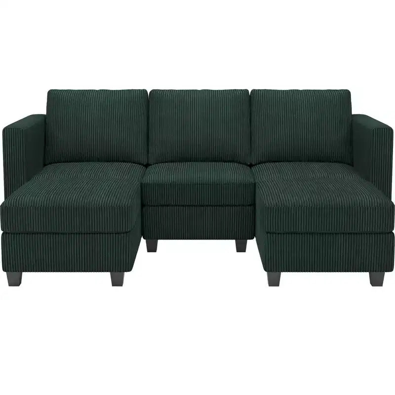 Belffin Modular Sectional Sleeper Sofa with Storage Ottoman, Corduroy Luxury Sectional Sofa with Chaise Convertible Modern Sectional for Living Room