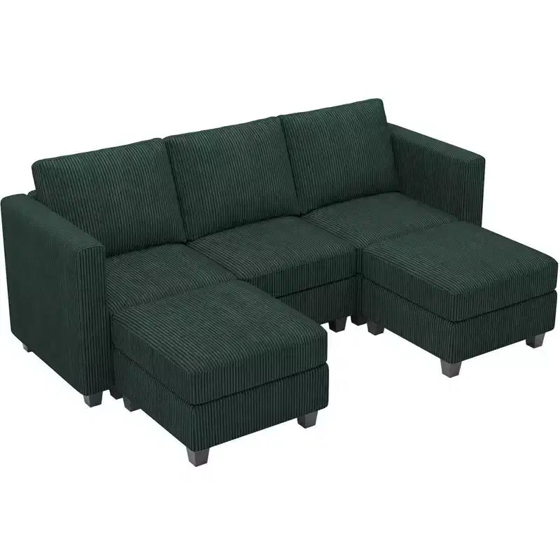 Belffin Modular Sectional Sleeper Sofa with Storage Ottoman, Corduroy Luxury Sectional Sofa with Chaise Convertible Modern Sectional for Living Room