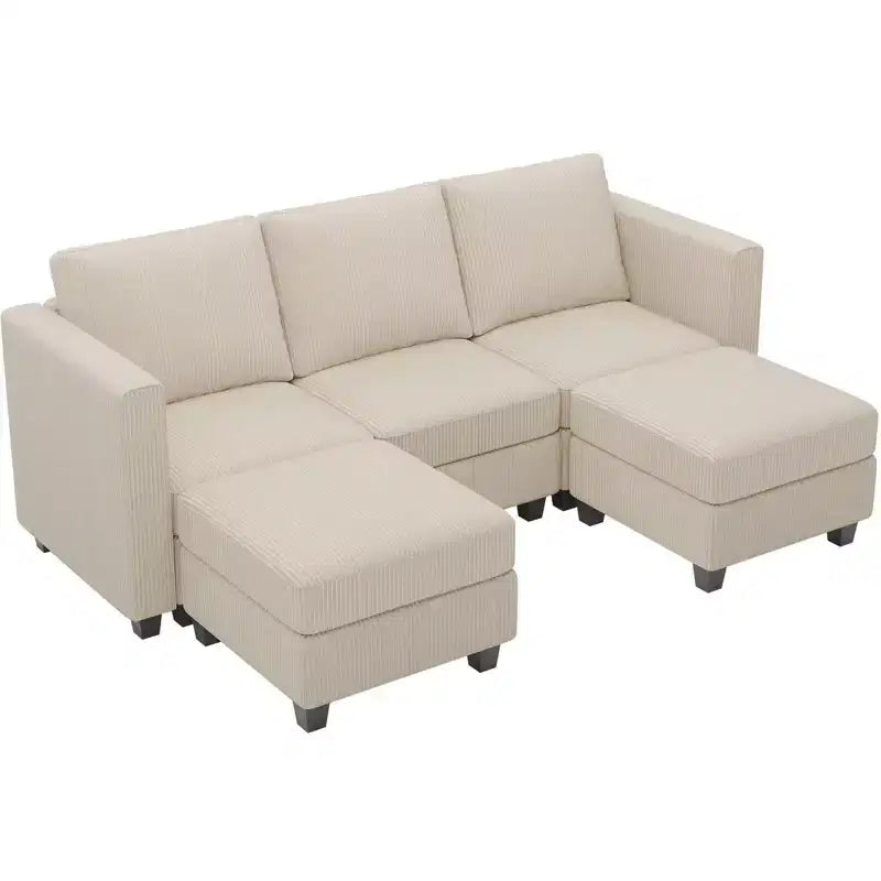 Belffin Modular Sectional Sleeper Sofa with Storage Ottoman, Corduroy Luxury Sectional Sofa with Chaise Convertible Modern Sectional for Living Room