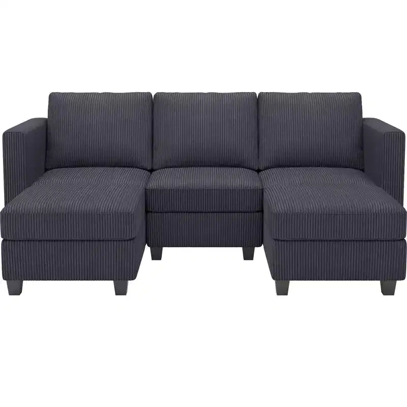 Belffin Modular Sectional Sleeper Sofa with Storage Ottoman, Corduroy Luxury Sectional Sofa with Chaise Convertible Modern Sectional for Living Room