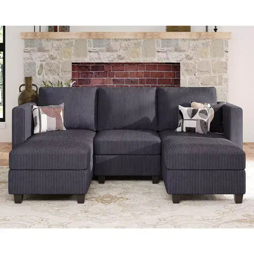 Belffin Modular Sectional Sleeper Sofa with Storage Ottoman, Corduroy Luxury Sectional Sofa with Chaise Convertible Modern Sectional for Living Room