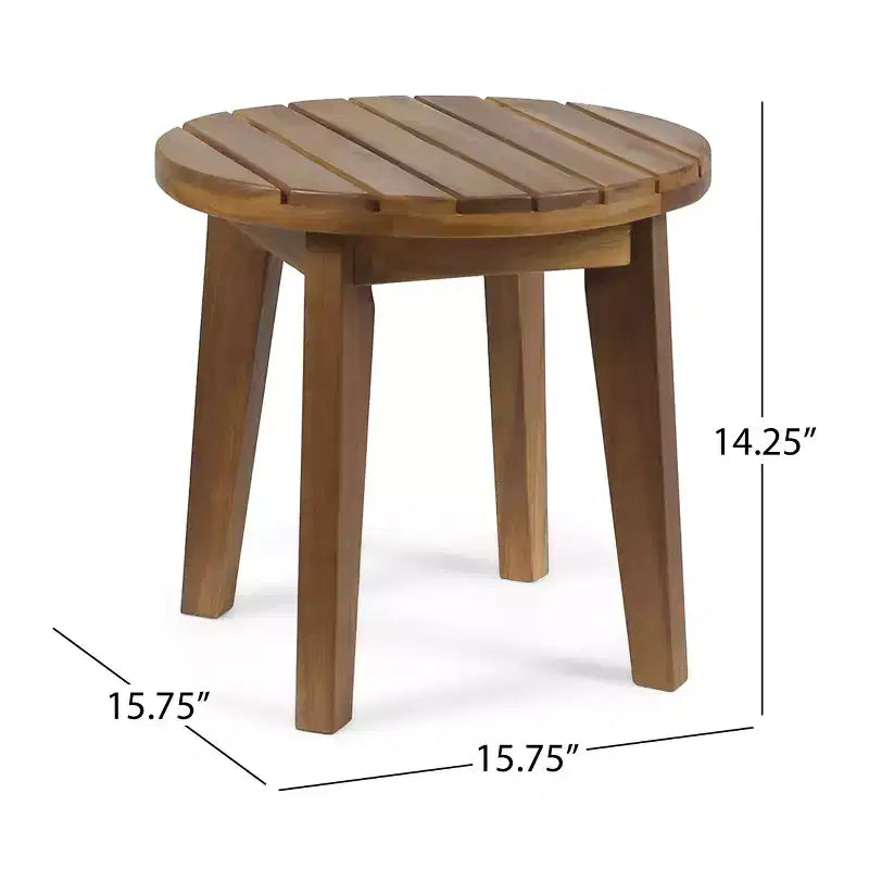 GDFStudio Lorie Outdoor Acacia Wood Club Chair and Side Table Set with Cushions, Teak/White
