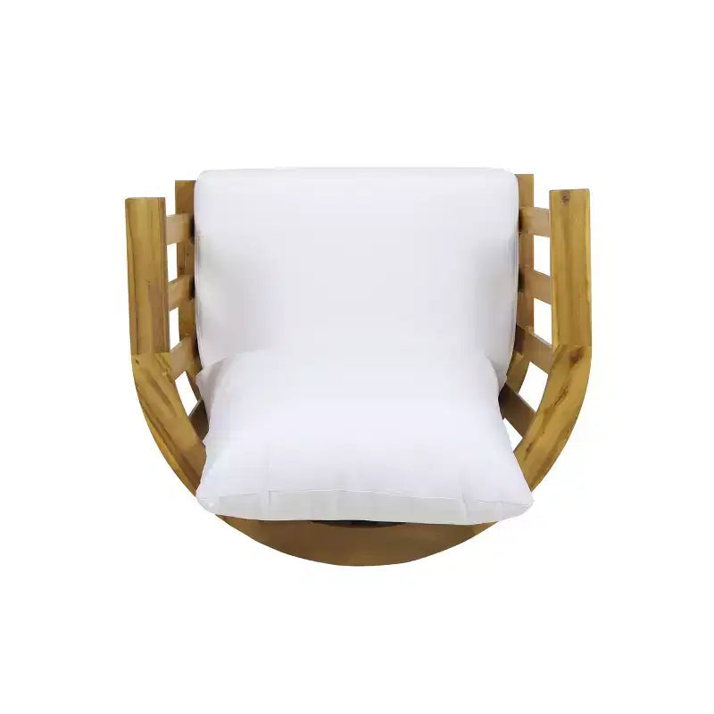 GDFStudio Lorie Outdoor Acacia Wood Club Chair and Side Table Set with Cushions, Teak/White